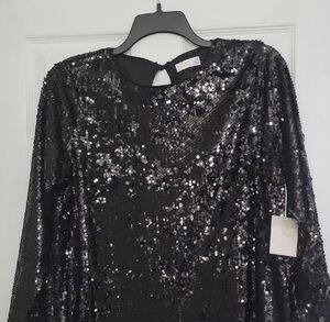 LC Lauren Conrad Black Sequin Midi Dress